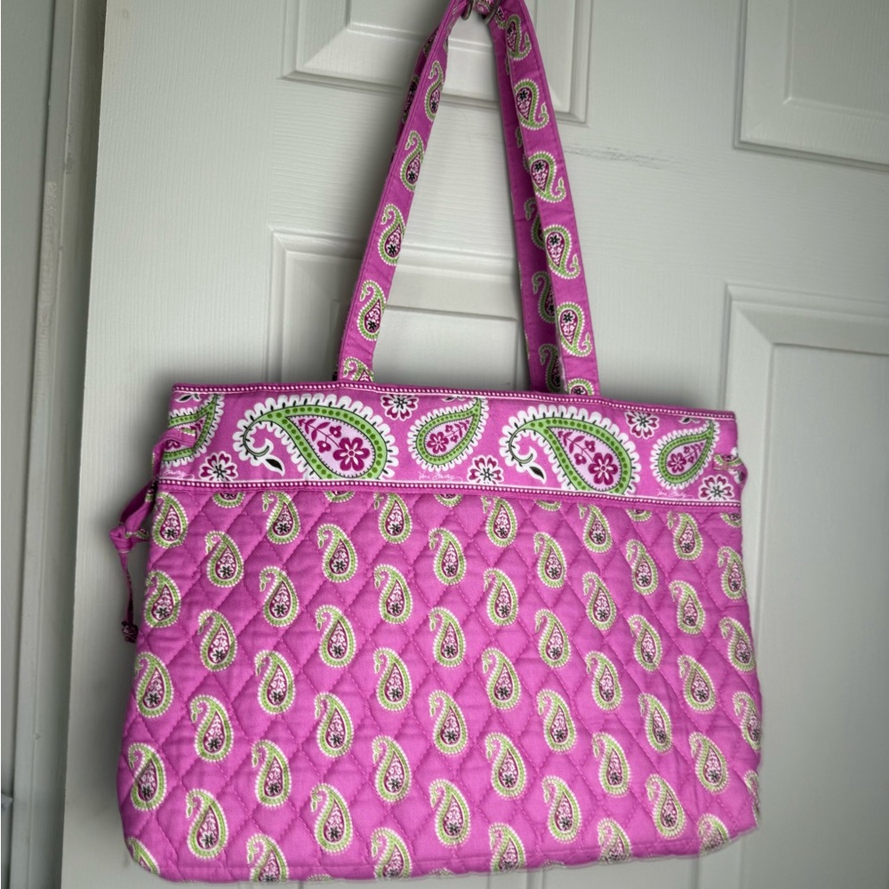 NWOT Vera Bradley Bermuda Pink Medium Tie Tote Bag Cotton Quilted